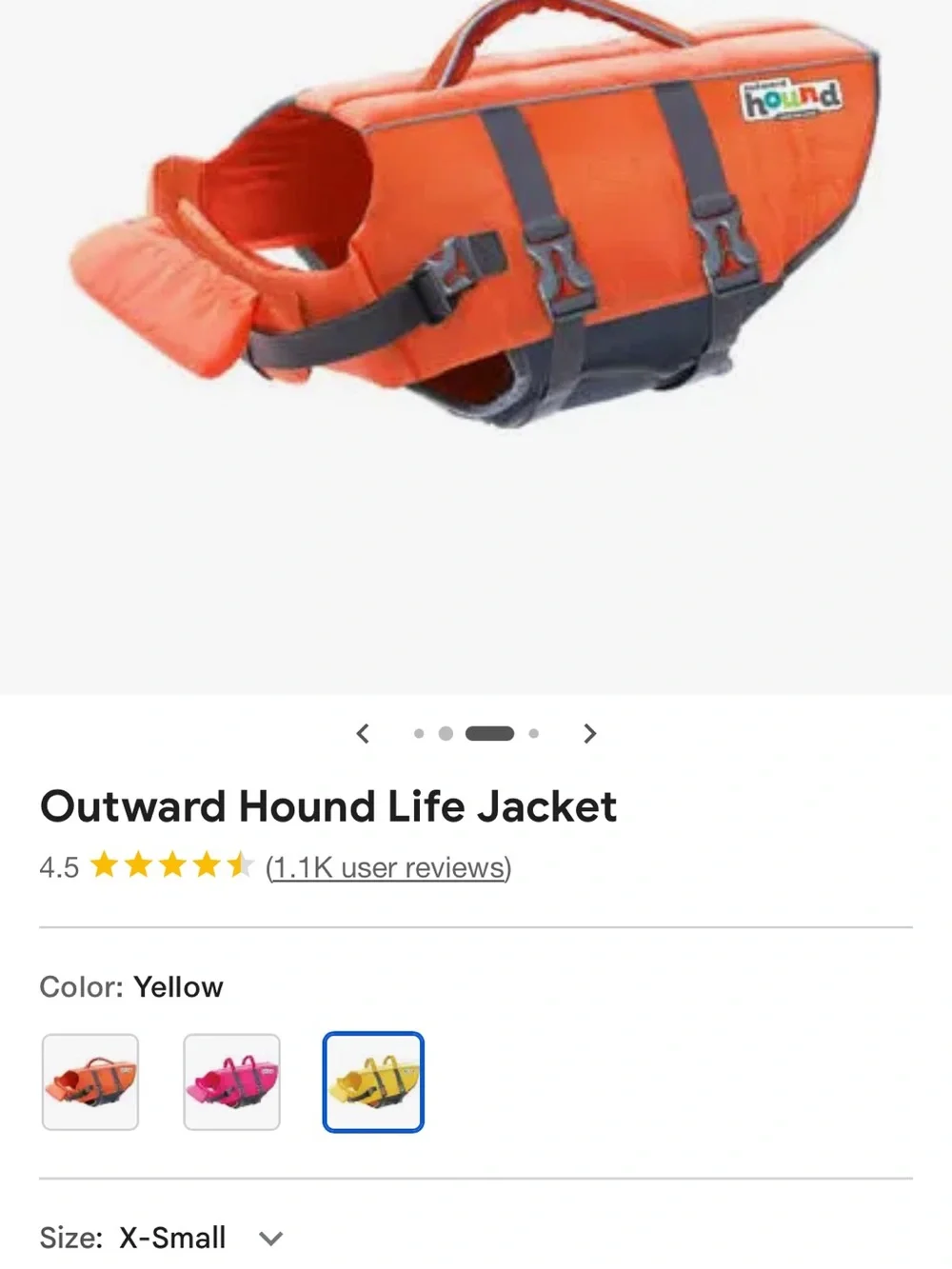Outward Hound Orange Dog Life Jacket - Secure Fit with Handle NWT